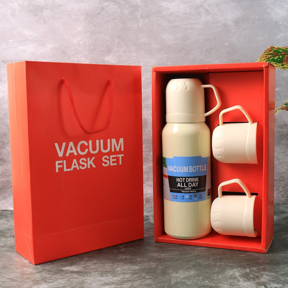 Sleek White Thermos Flask Set