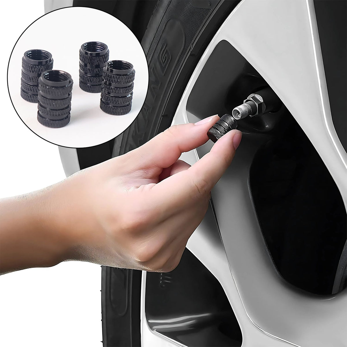 Tire Valve Stem Caps Fit 4pcs Silver